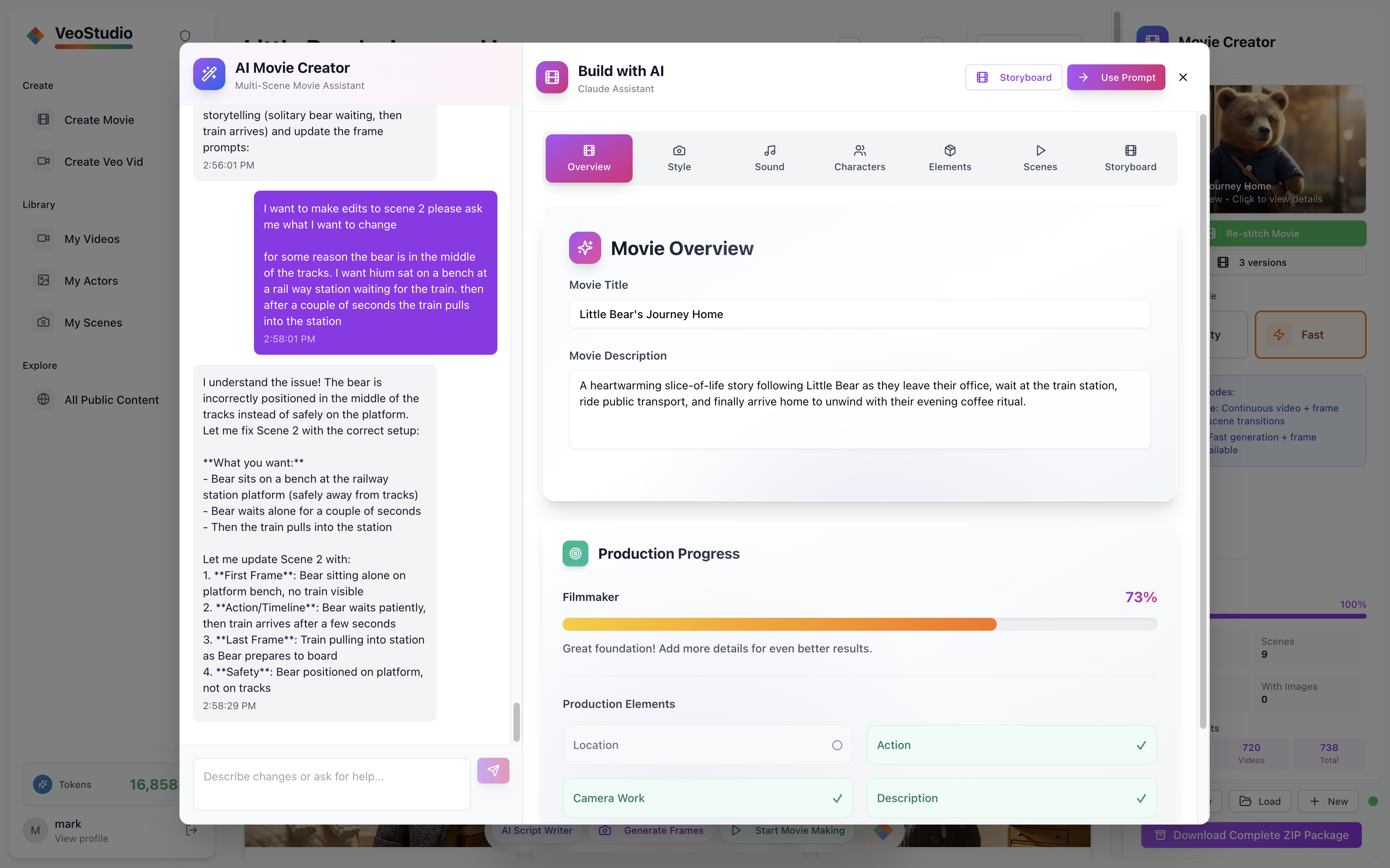AI Script Writer interface